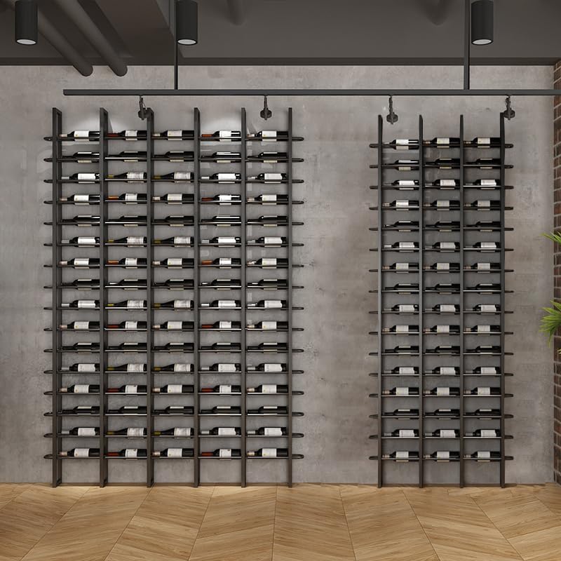 Wine Rack Freestanding Floor, 16 Tier 48 Bottle Capacity Display Holder, Industrial Wine Bottle Storage Shelves, for Any Bar, Wine Cellar, Kitchen, Dining Room (Gold, 3 Column)