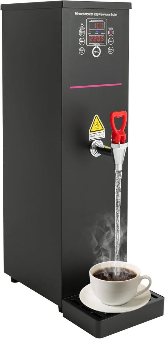 Step-Heating Commercial Hot Water Dispenser, 15L/3.96Gal Hot Water Boiler Dispenser Electric Water Pot Boiler Commercial Boiling Water Machine for Tea Coffee Shop Dessert Shop Hotel - 28L/H 2500W