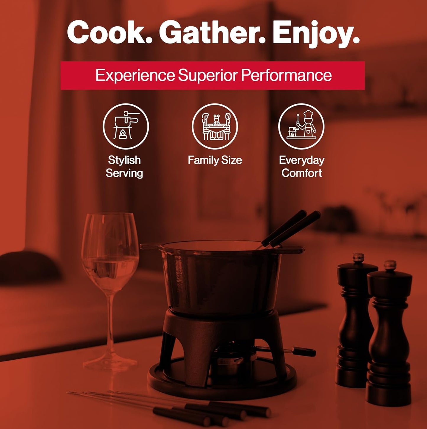 Swissmar Sierra Cast Iron Fondue Set, 1.6 Quart / 1.6 Liter – Perfect for Meat, Cheese, & Chocolate Fondues – Ideal for Family Bonding & Hosting Gifts - 12-Pieces, Deep Blue