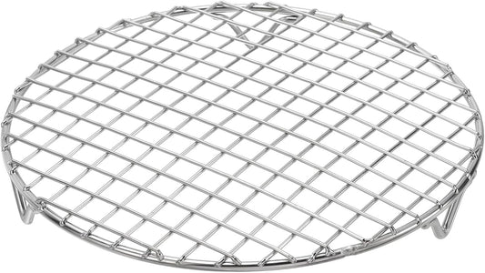 uxcell Round Cooking Rack with Legs, Dia 7.9 Inch 304 Stainless Steel Barbecue Grill for Cooking Baking Barbecue Air Fryer Racks, Silver