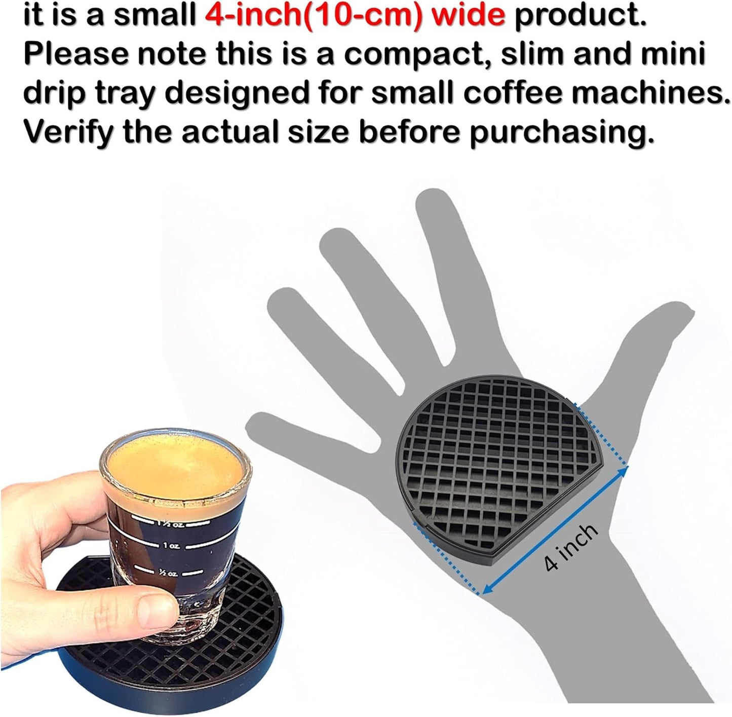Coffee Drip Catcher 4 inches Small Drip Tray for Drink Dispenser Espresso Machine Carafe Tea Station Water Urn Durable ABS Plastic, Black, PDT0627S