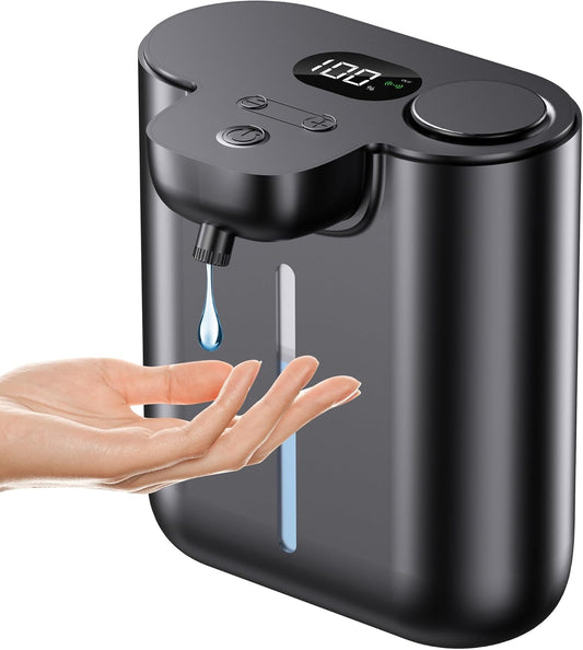 Automatic Liquid Soap Dispenser Touchless, 1200mAh Rechargeable Smart Hand Soap Dispenser, 9-Level Adjustable, 16.9oz/500mL Wall Mount for Bathroom Kitchen Office Dish Soap,Hands-Free,Black