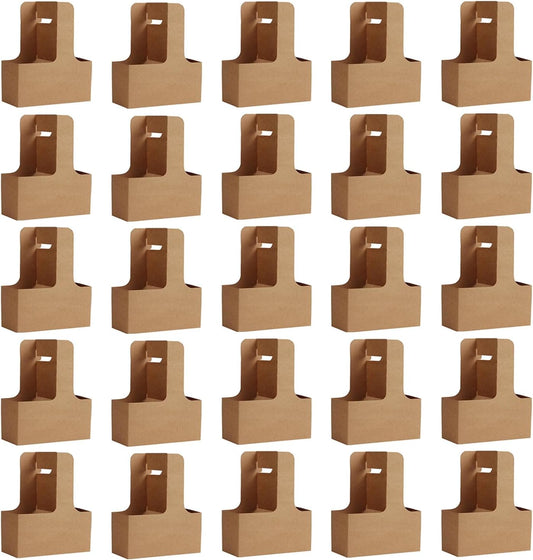 Disposable Cup Kraft Cardboard Carriers Paperboard Cup Carrier with Handles Holds Coffee Cup Holder for Take Out 2 Cups to 4 Cups, 25 pcs.