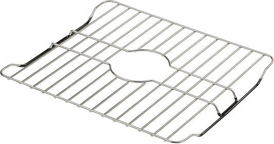 SunnyPoint 304 Stainless Steel Sink Protector Rack – Rust-Resistant Grid for Kitchen Sink Bottom, Scratch Prevention, Drainage Support, Fits Sinks 16.15" x 12.4", Center Drain Hole Required