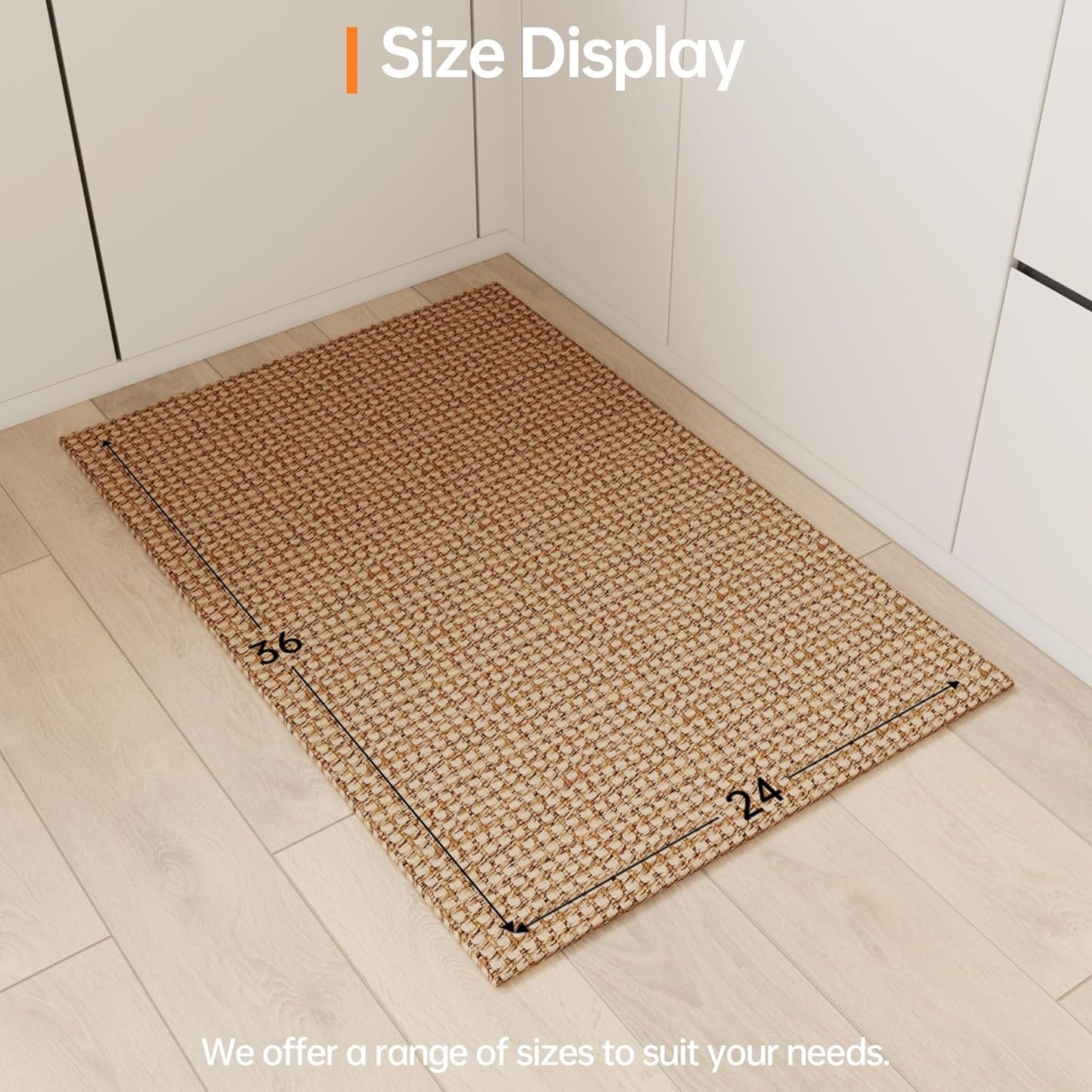 Kitchen Rugs and Mats Non Skid Washable [1PCS] (24" x 36"), Absorbent Kitchen Floor Mats, Boho Cotton Kitchen Runner Rugs Comfort Standing Mat for Sink Hallway Laundry Home Office