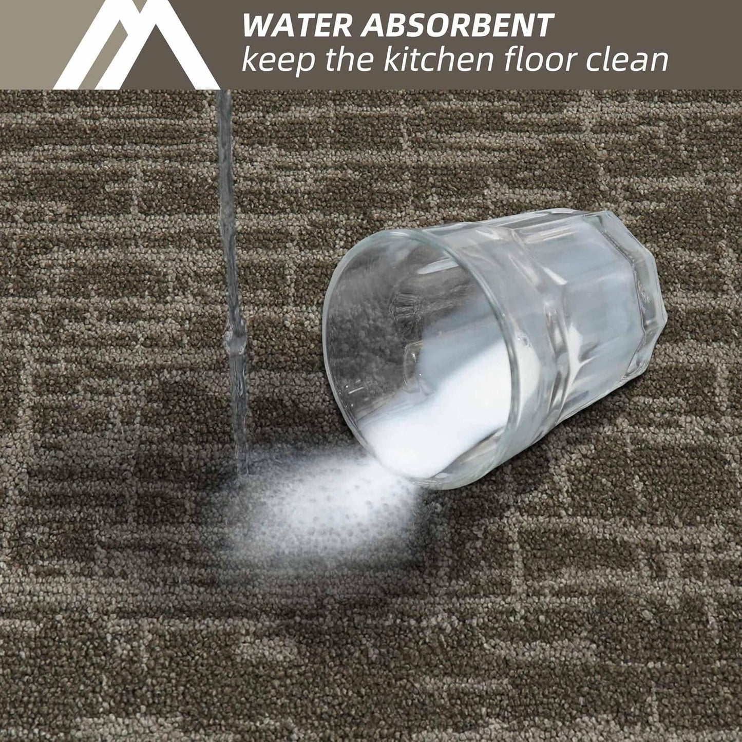 COSY HOMEER Kitchen Rugs 20"x32"+20"x48" Absorbent Soft Kitchen Mats for Floor Non Slip Kitchen Runner Rug Polyester Washable Kitchen Floor Mats for Sink Mat,Hallway,Laundry,Light Brown